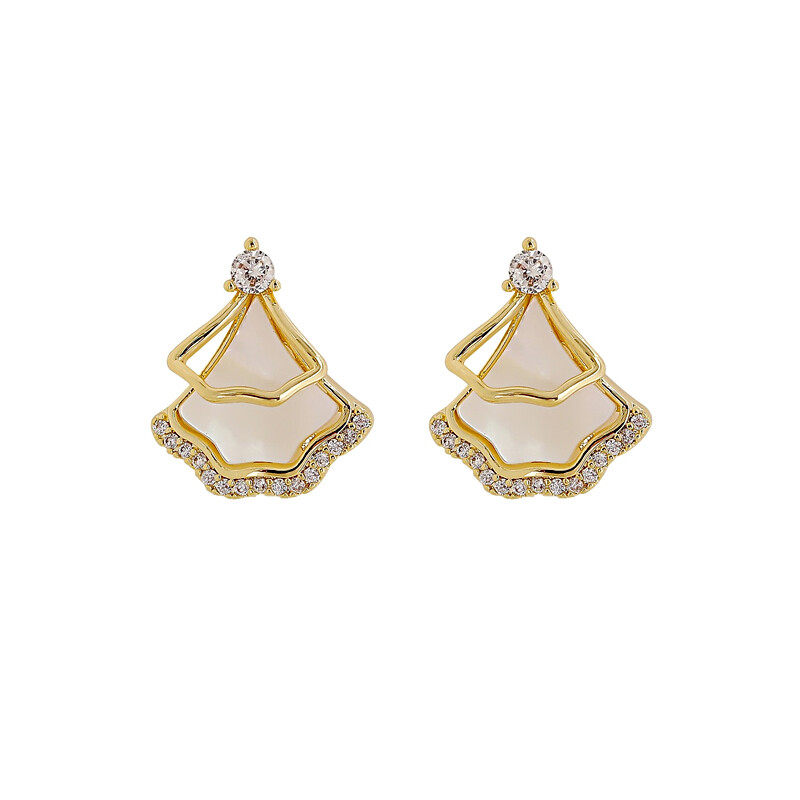 earrings Earrings With diamante in gold and shell  s925 hoop
