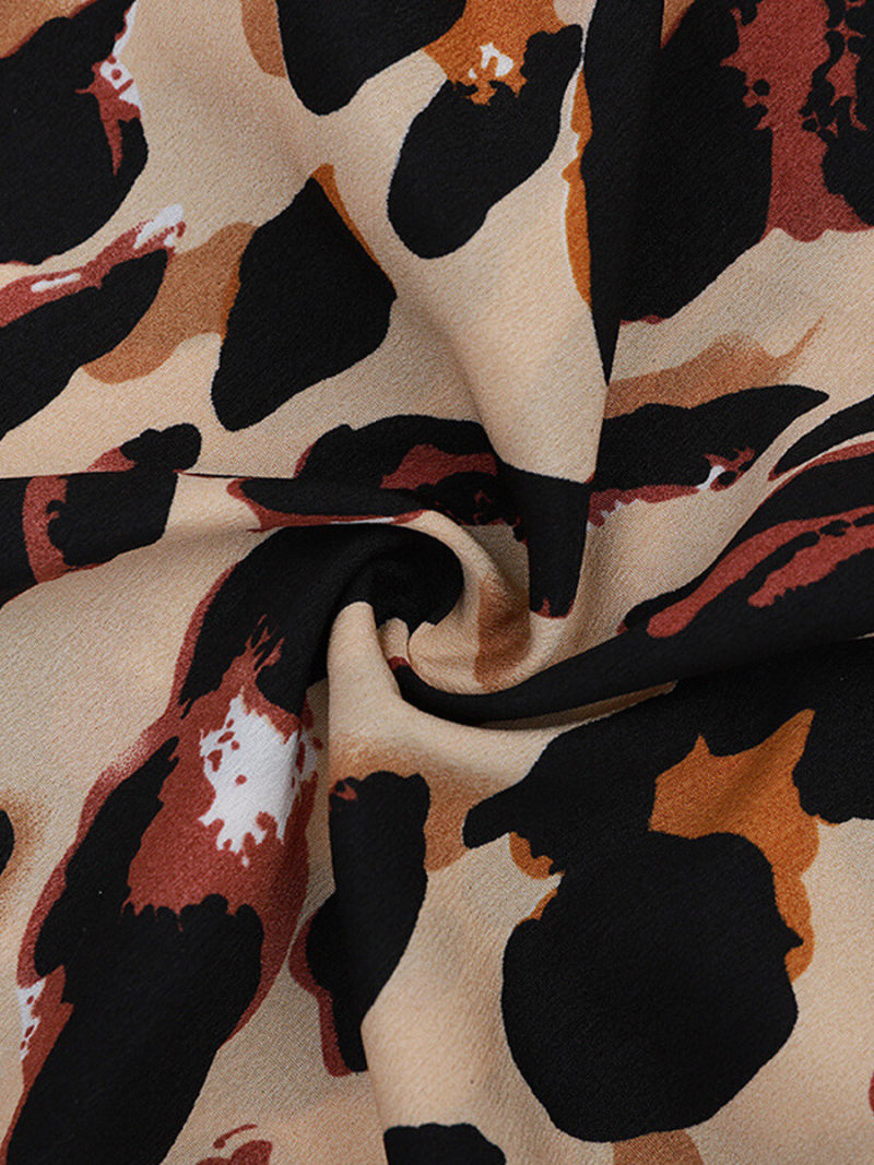 Leopard Print Split Side Mide Skirt