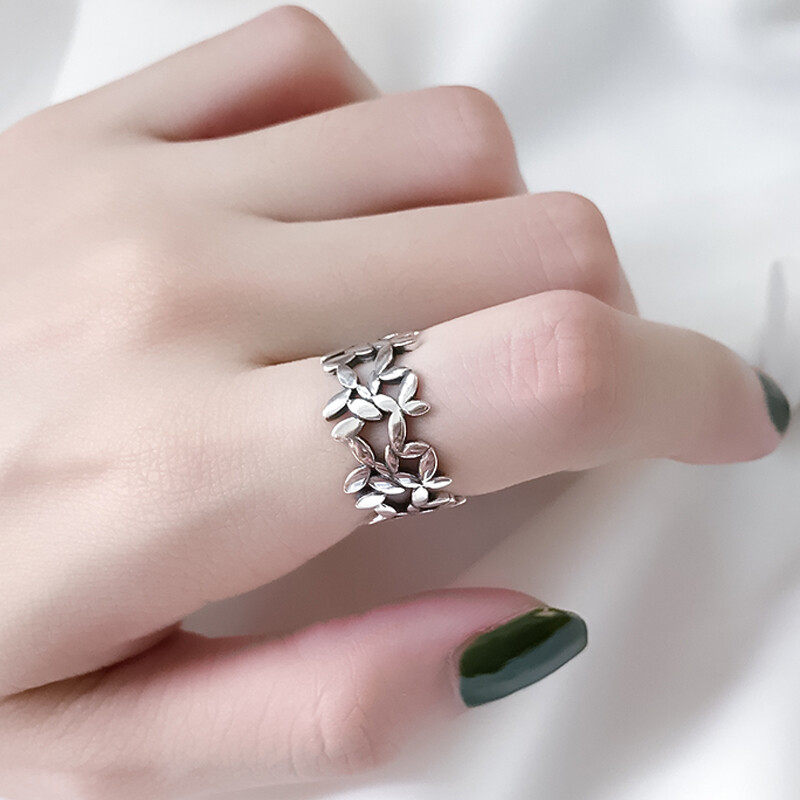Simple maple leaves  rings s925