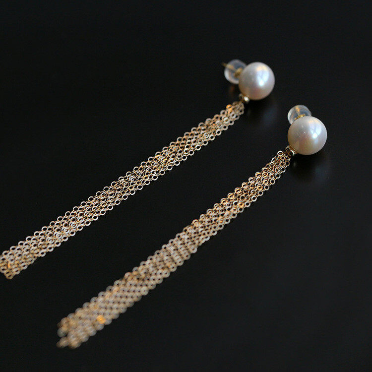Earrings1pair Pearl Decor Tassel Drop Earrings 14K S925