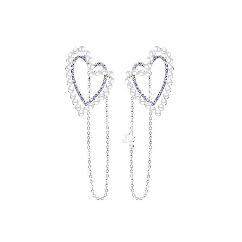 Faux pearl decor zircon tassel earrings