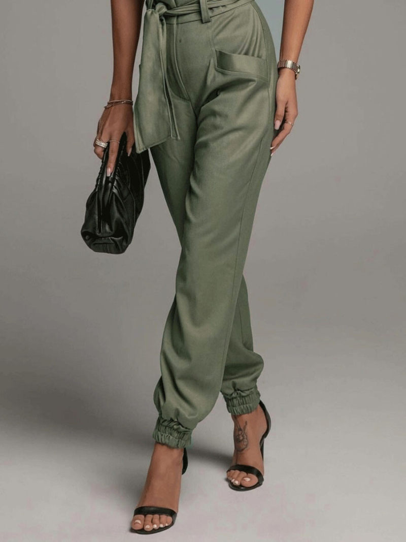 Tall waist leisure trousers