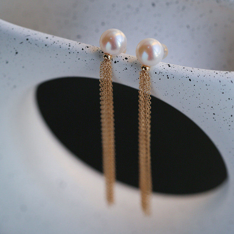 Earrings1pair Pearl Decor Tassel Drop Earrings 14K S925