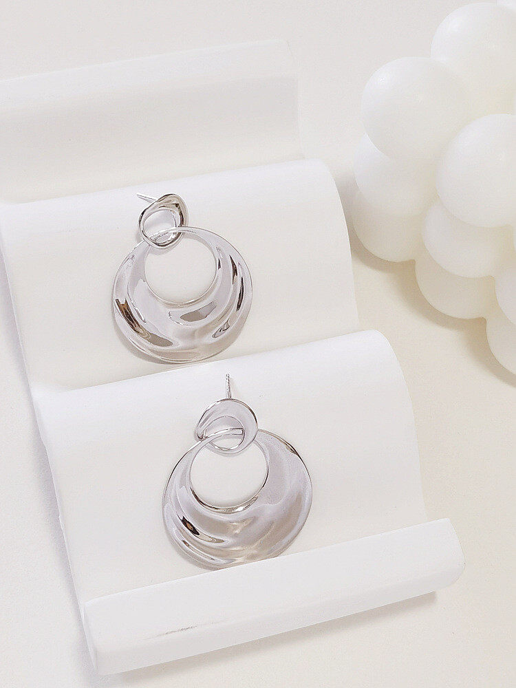 Rhinestone decor  round drop earrings s925