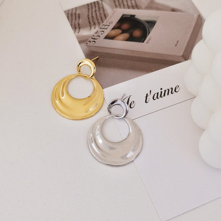 Rhinestone decor  round drop earrings s925