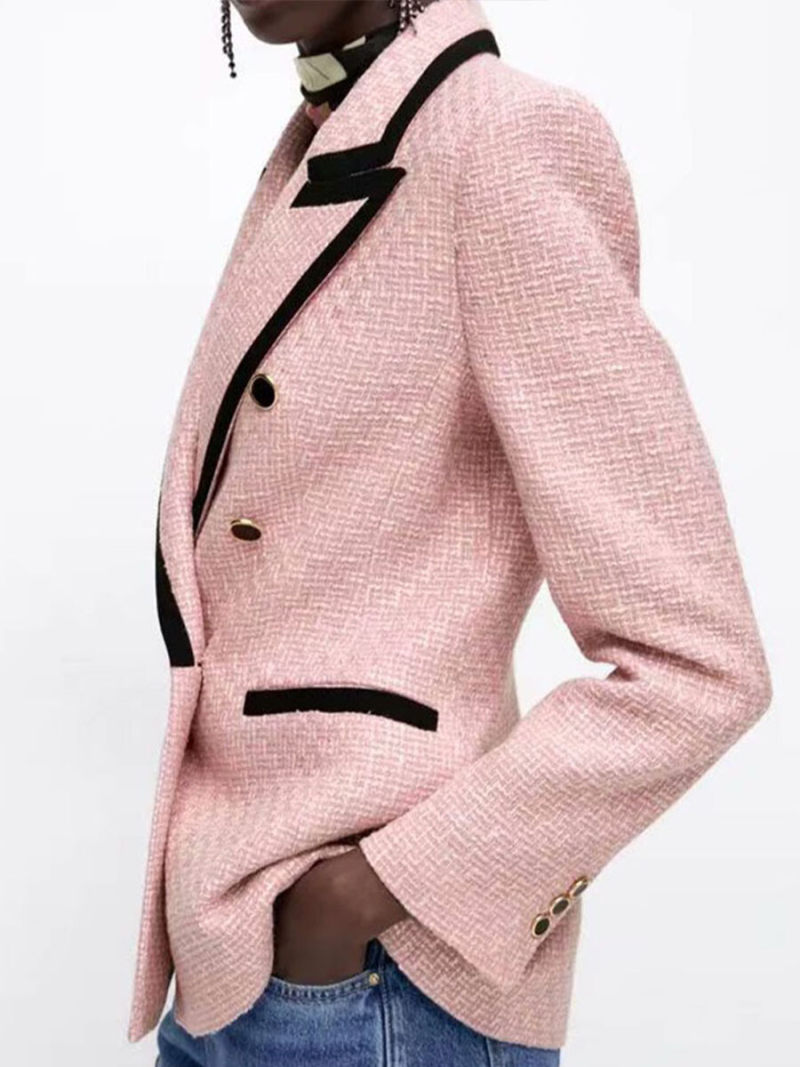 Pink tweed joining together cultivate one's morality suit