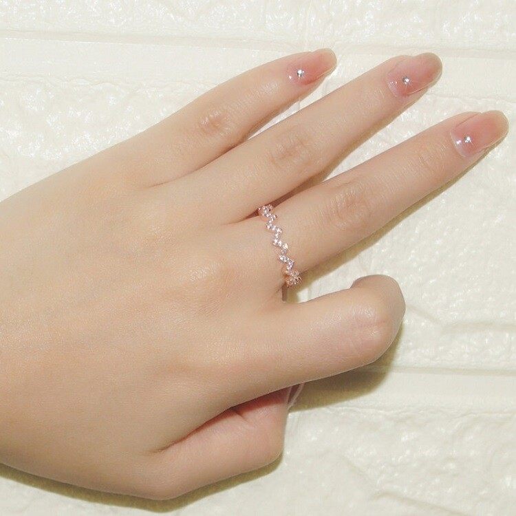 S925  rhinestone decor rings