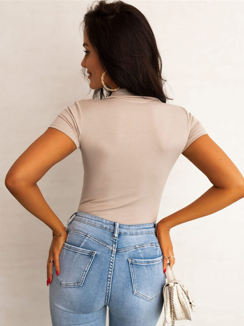 Pure color coat short sleeve T-shirt