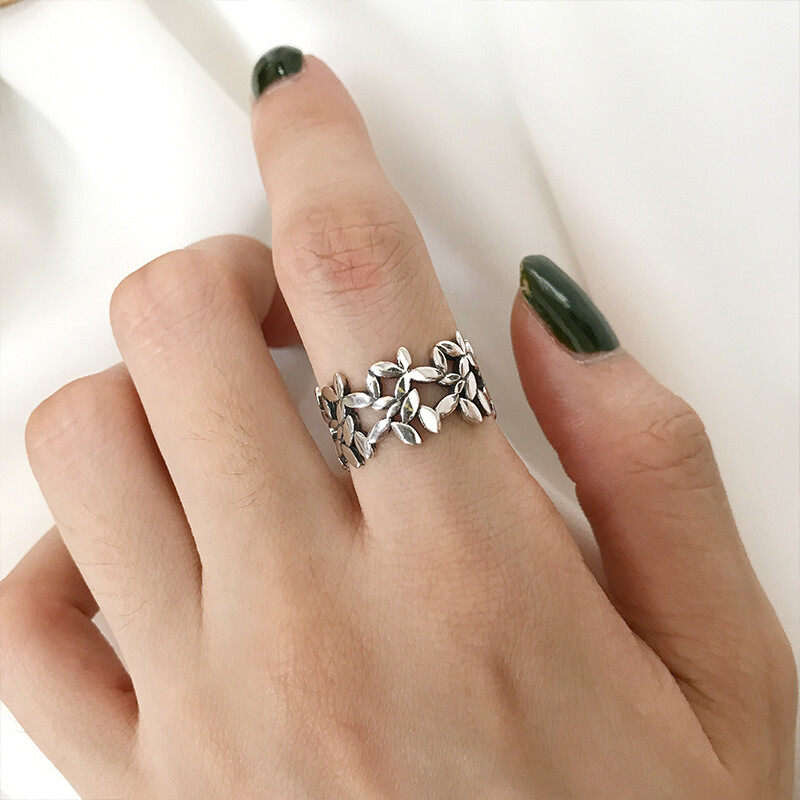 Simple maple leaves  rings s925