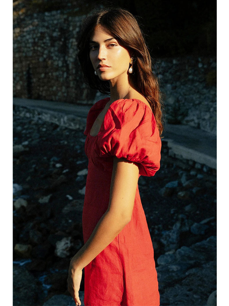 Square Neck Ruched  Mini Dress