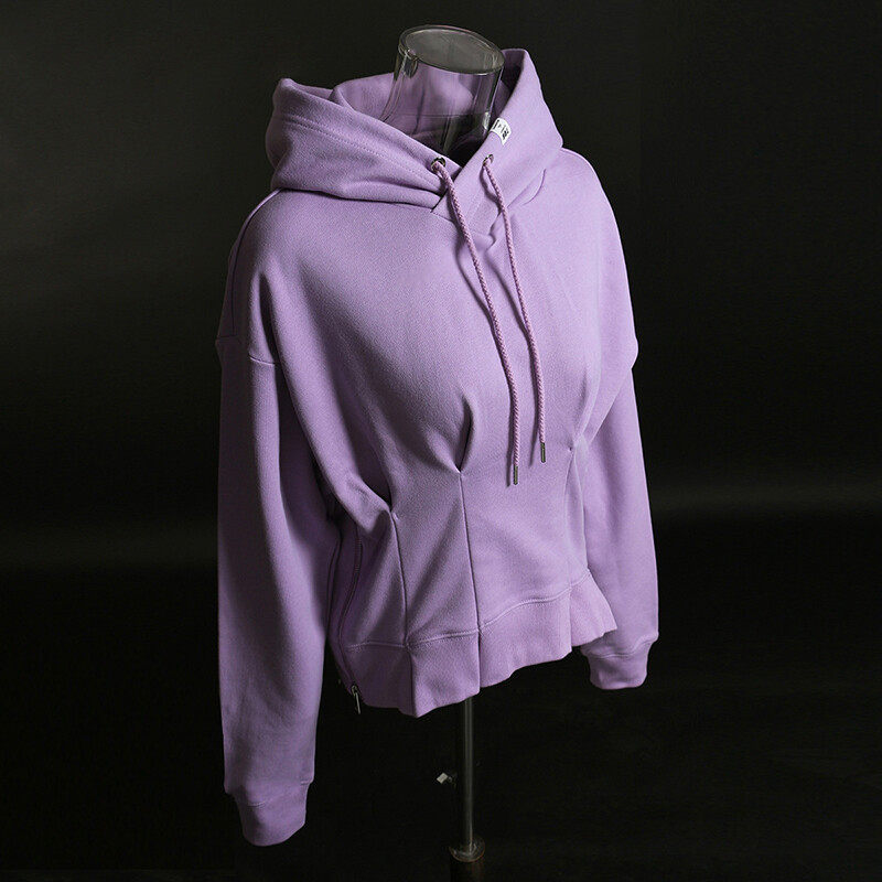 Ruched Waist Long Sleeves Hoodie