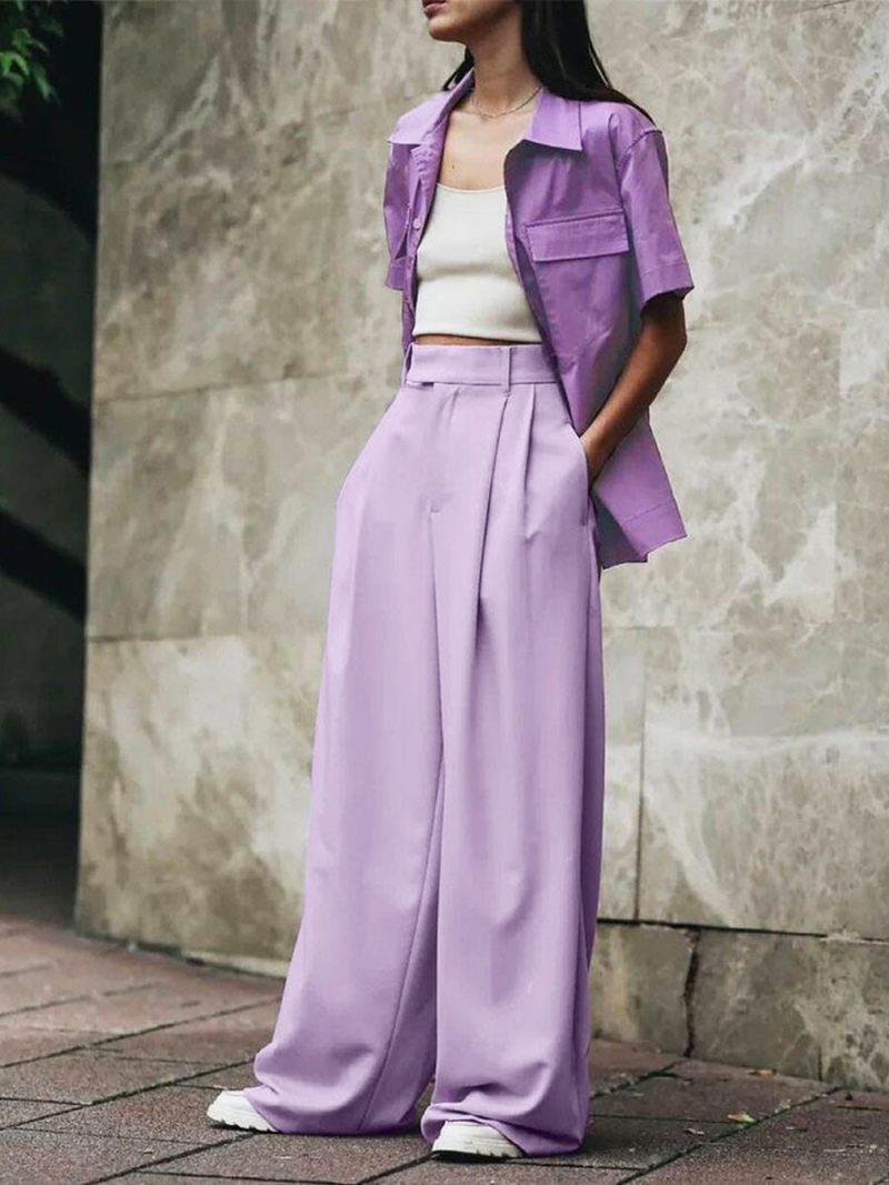 Collar Neck Short Sleeves Blouse