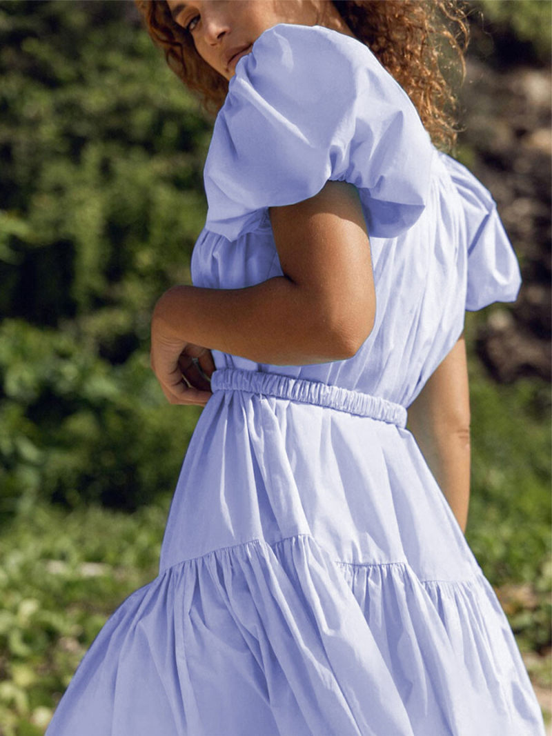 Square Neck Ruched  Mini Dress