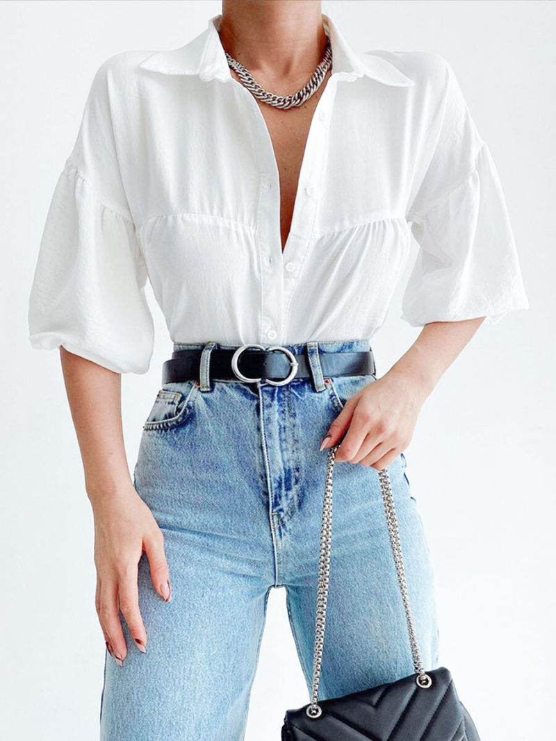 Oversize Short Sleeves  Blouse