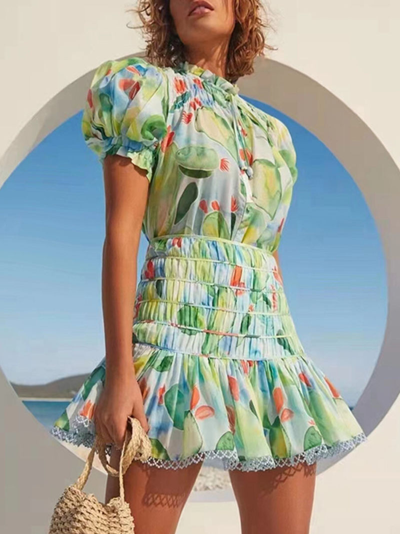 Allover Printed High Neck Mimi Dress