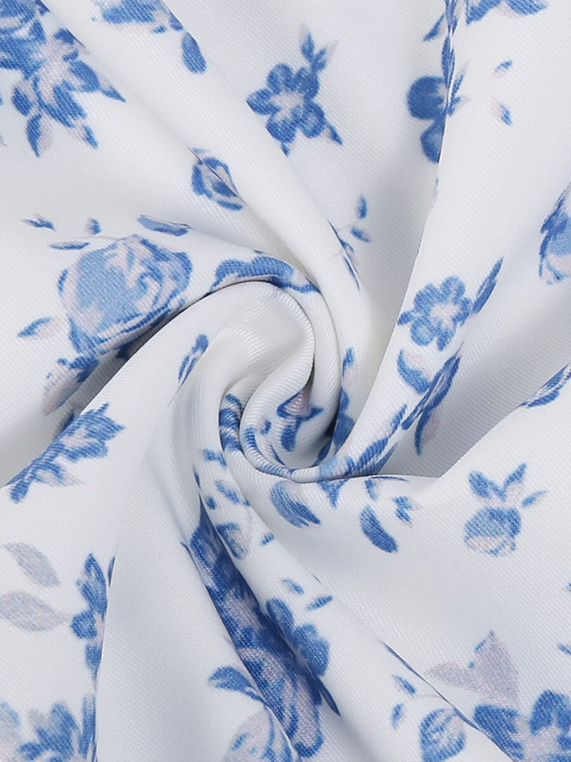 Allover Floral Knot Split Thigh A-line Dress