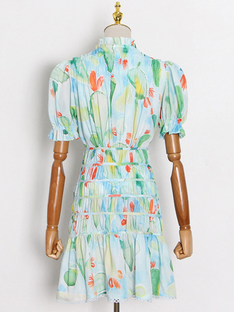 Allover Printed High Neck Mimi Dress