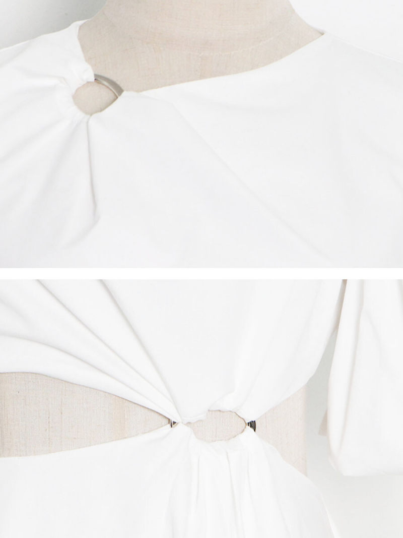 Crew Neck Cut Out Waist Maxi Dress