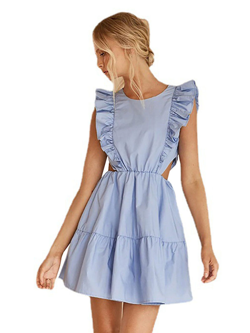 Ruffle Trim  Mini  Dress