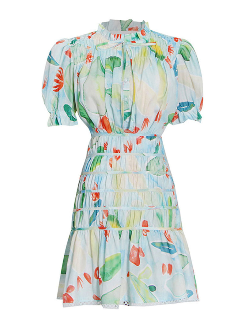 Allover Printed High Neck Mimi Dress