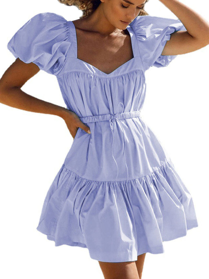 Square Neck Ruched  Mini Dress