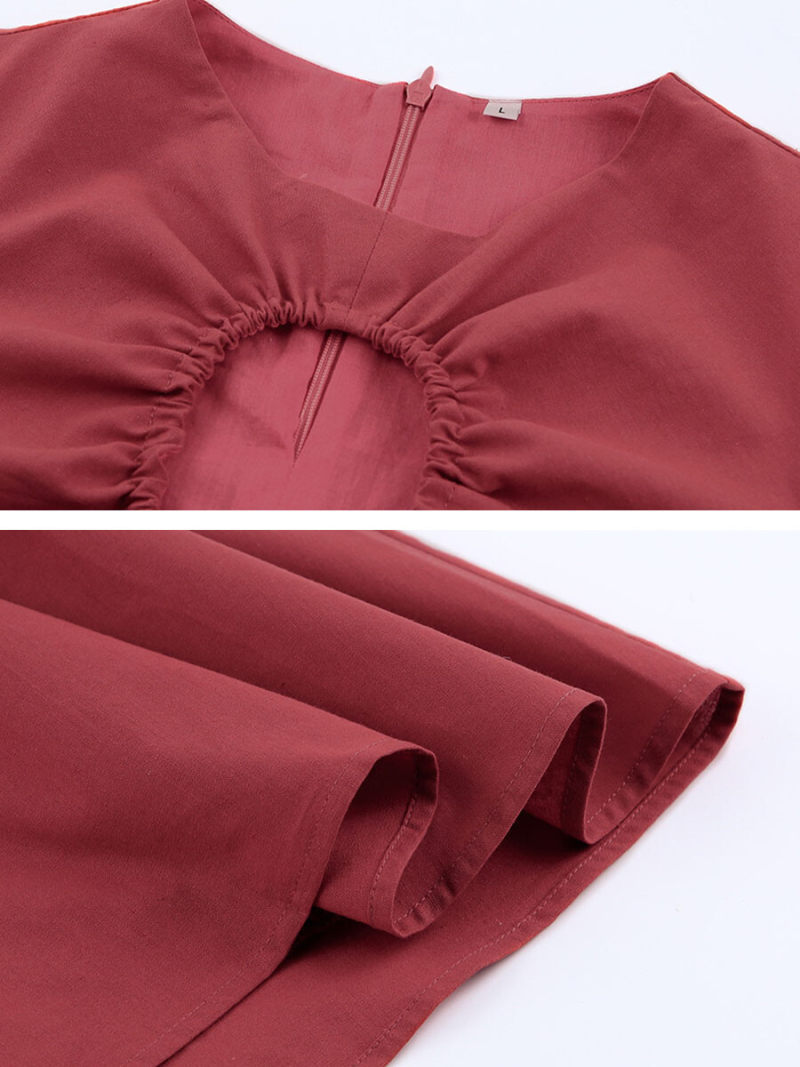 Solid Cut out Front  Mini  Tunic Dress