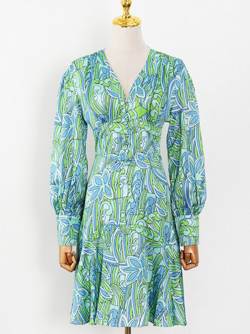 Floral Shirred Waist A-line Dress