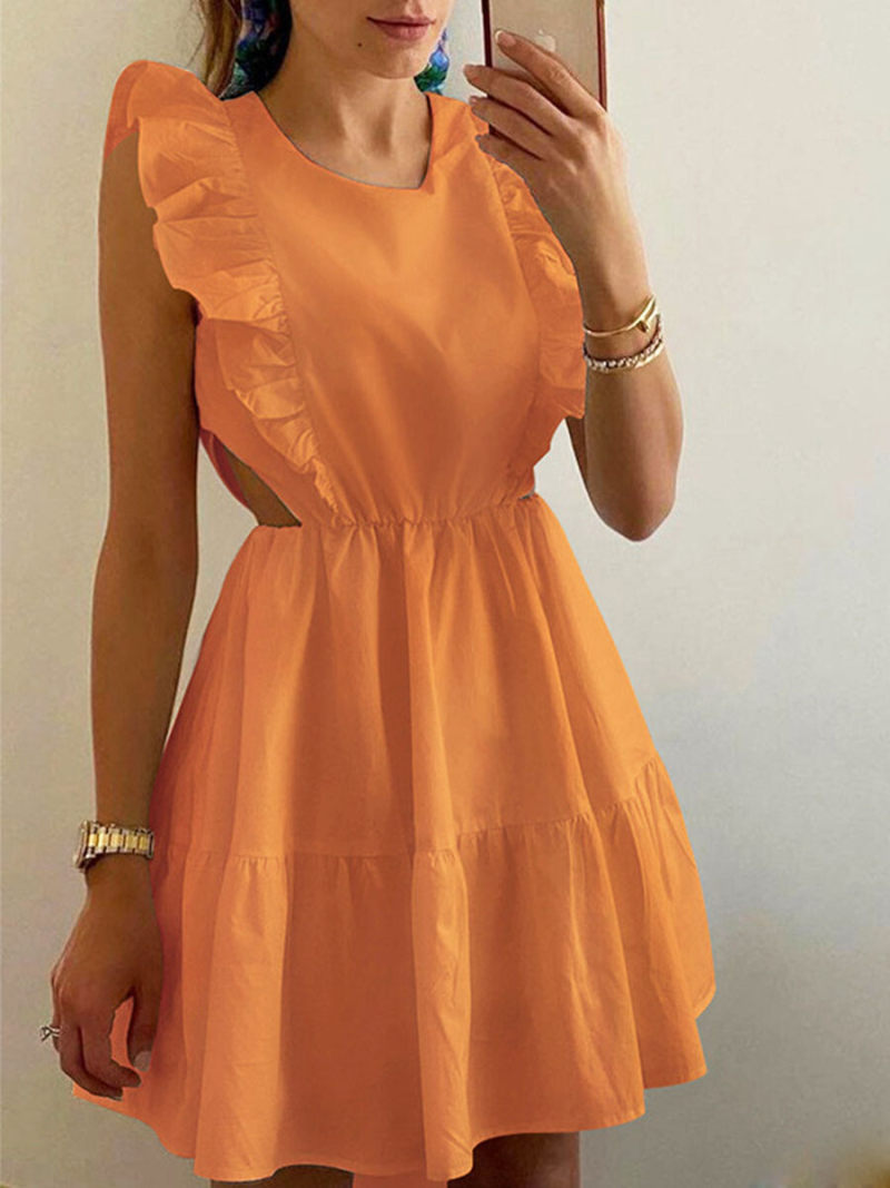 Ruffle Trim  Mini  Dress