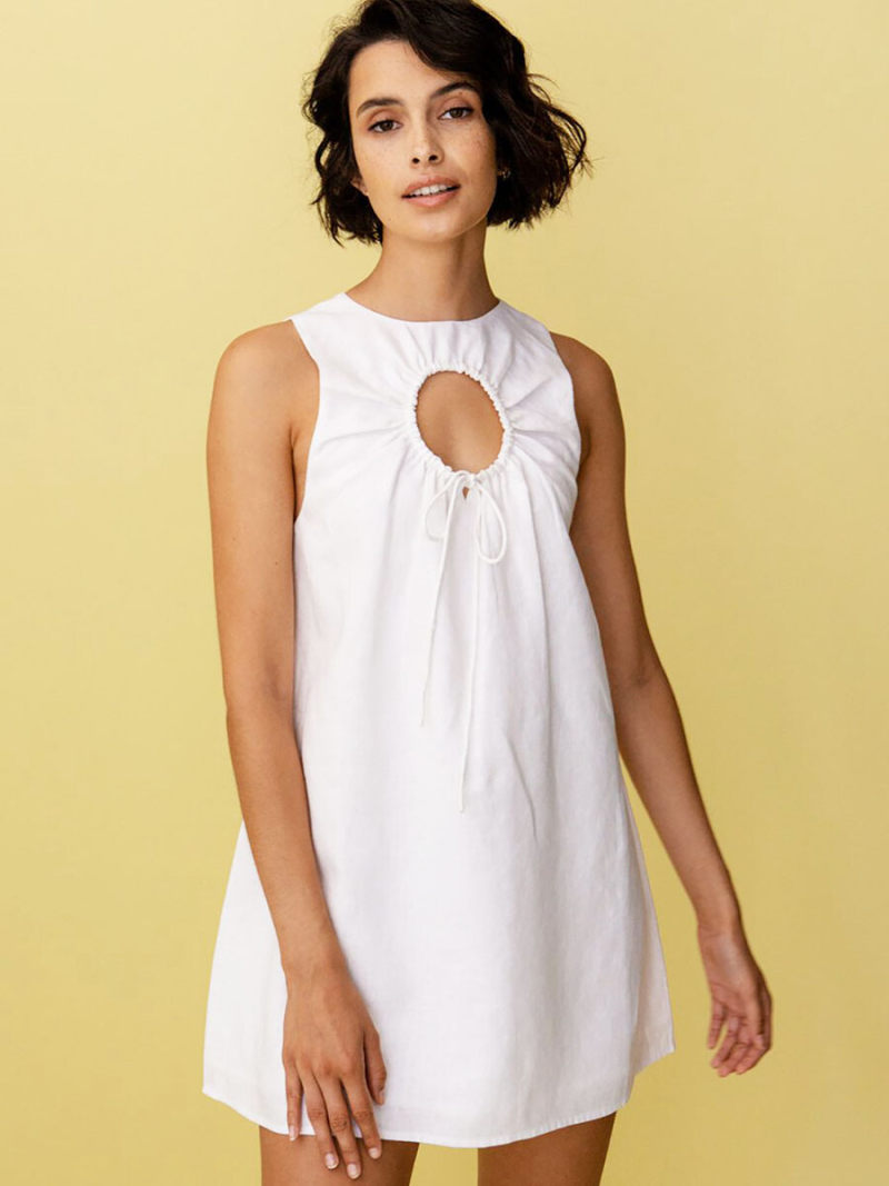 Solid Cut out Front  Mini  Tunic Dress