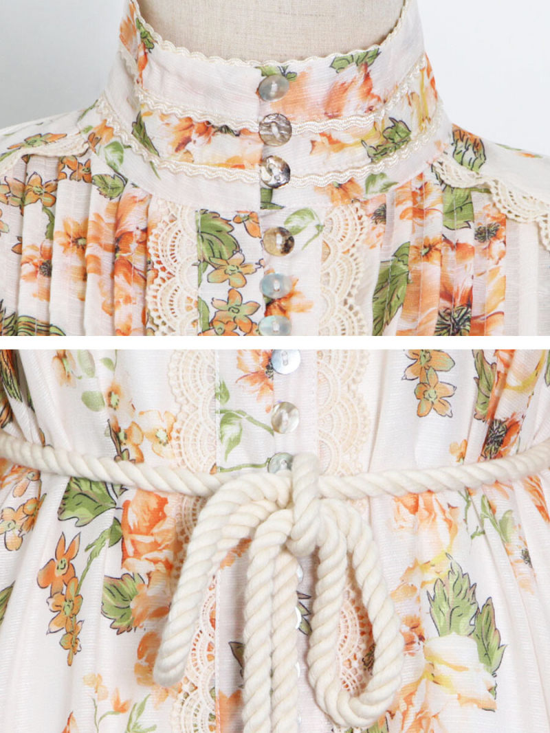 Ditsy Floral Shirred Waist A-line  Mini Dress