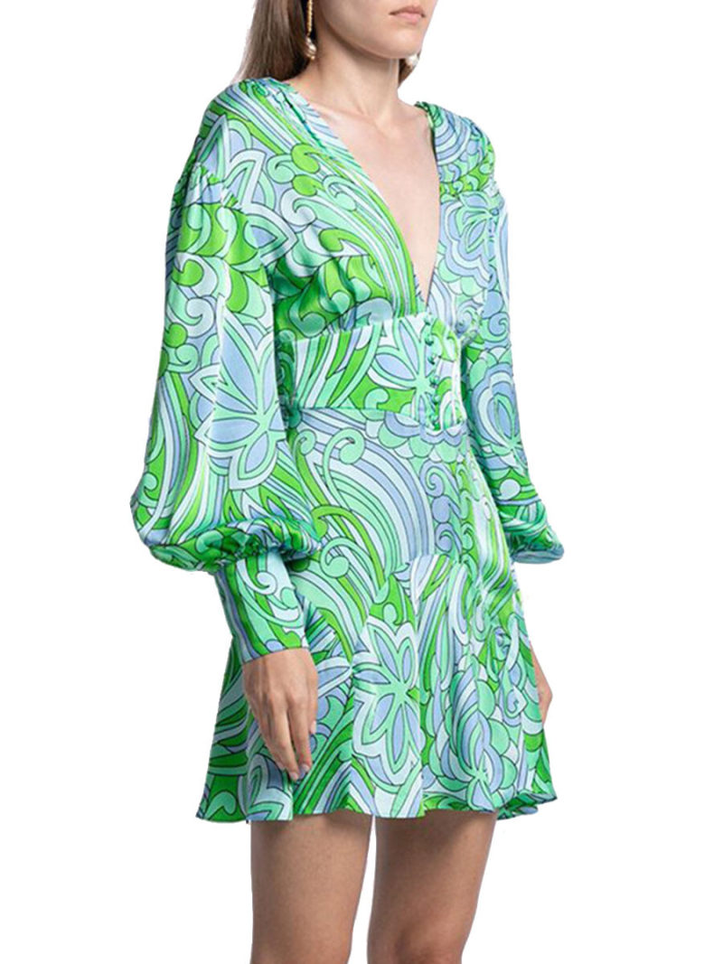 Floral Shirred Waist A-line Dress