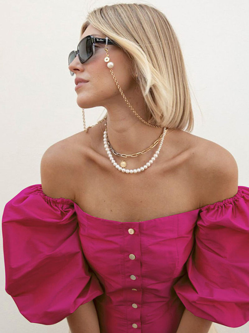 Off Shoulder Buttons On Front Mini  Smoke Dress