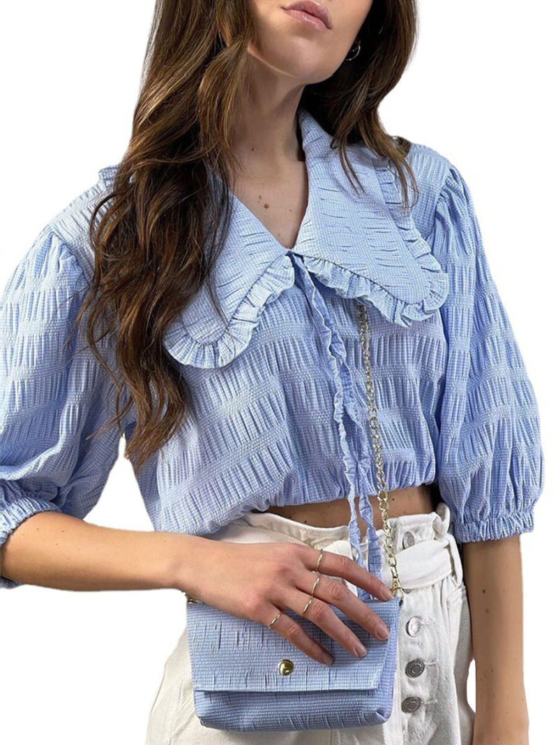 Big Collar Mide Sleeves Blouse