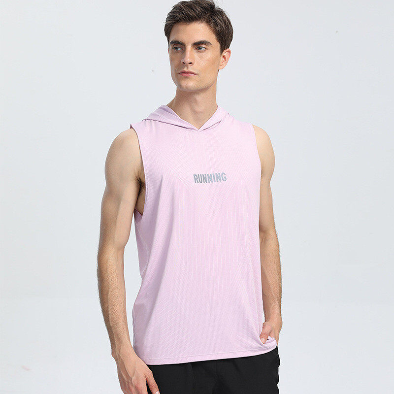 Men's  Sleeveless Hood  Running T-shirt With Quick Dry