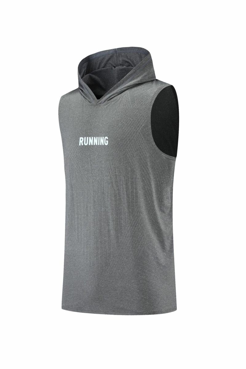 Men's  Sleeveless Hood  Running T-shirt With Quick Dry
