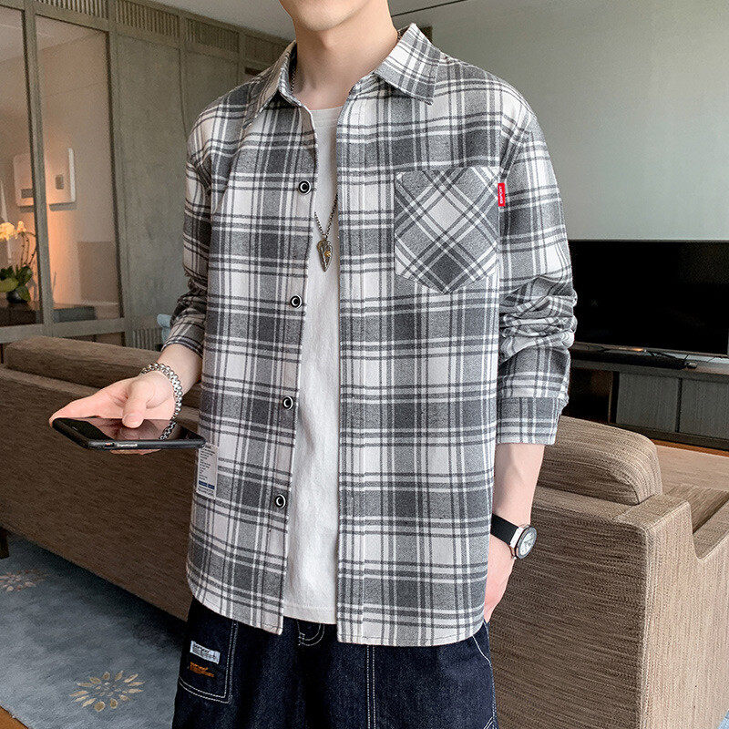 Men's Plaid  Long Sleeves  Shirt
