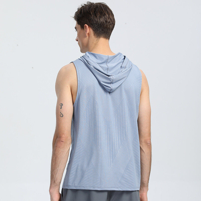 Men's  Sleeveless Hood  Running T-shirt With Quick Dry