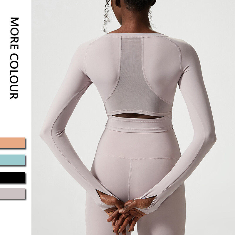 Ladies' Sports Long Sleeves T-shirt  With Mesh on Back