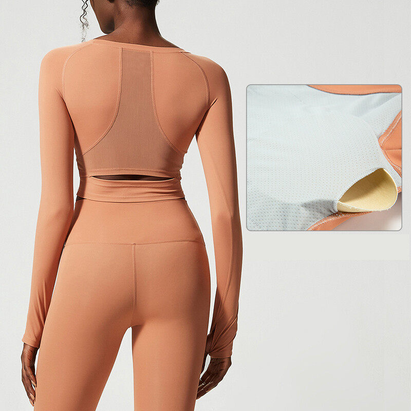 Ladies' Sports Long Sleeves T-shirt  With Mesh on Back