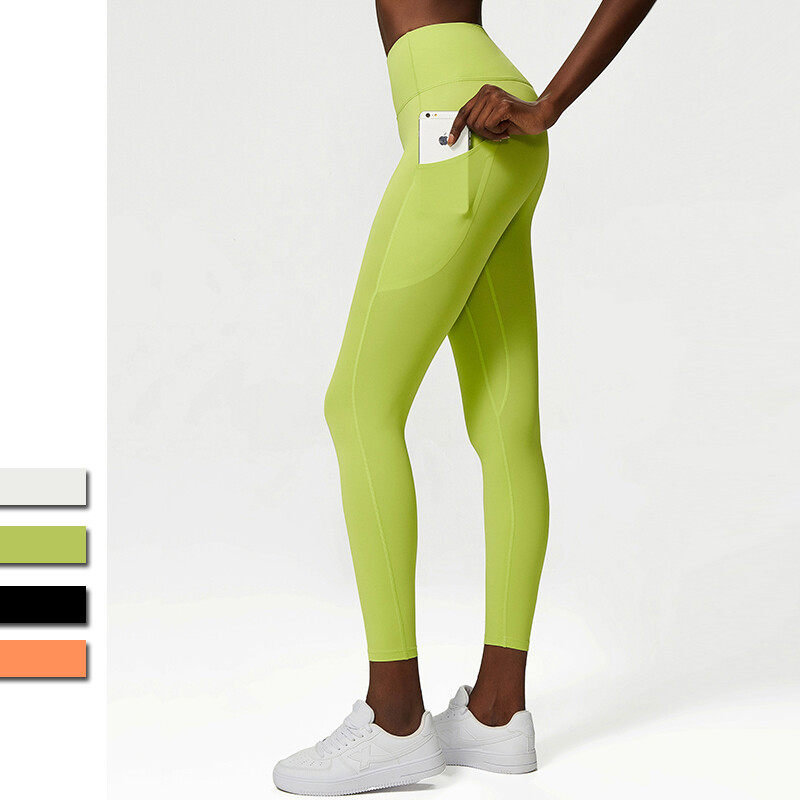 Ladies' Sports Yoga Leggings With Phone Pockets on Side