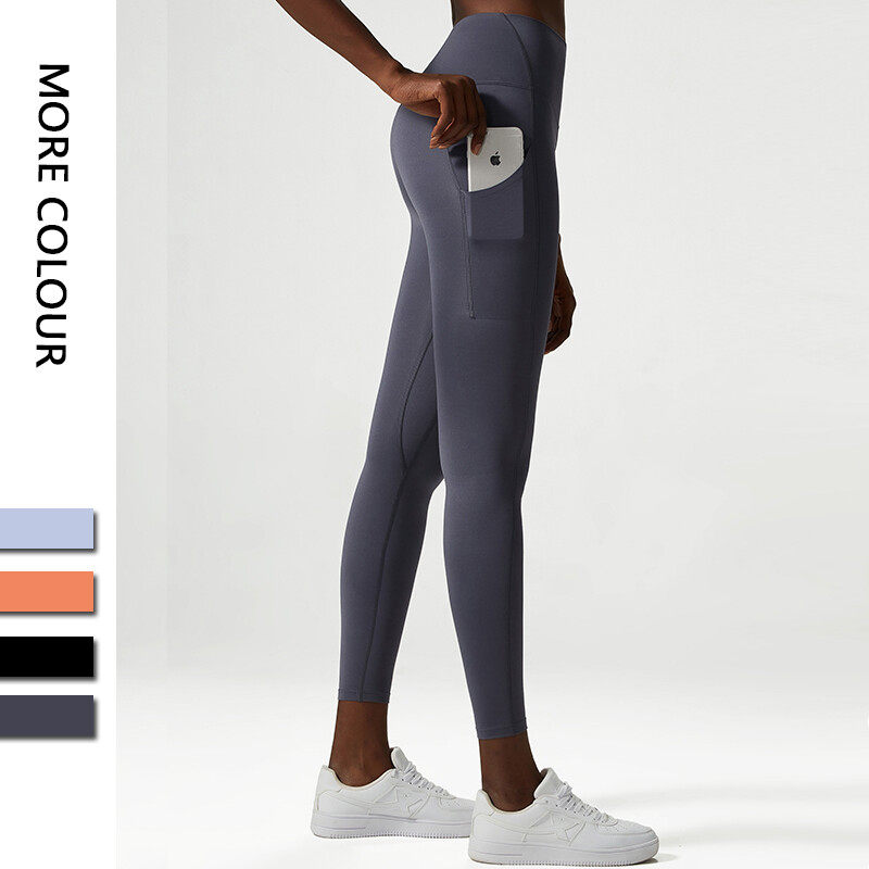 Ladies' Sports Yoga Leggings With Phone Pockets on Side