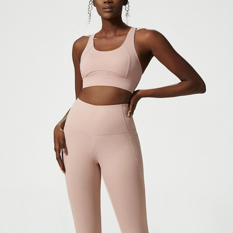 Ladies' Sports  Leggings with A Bra  2 pcs Sets