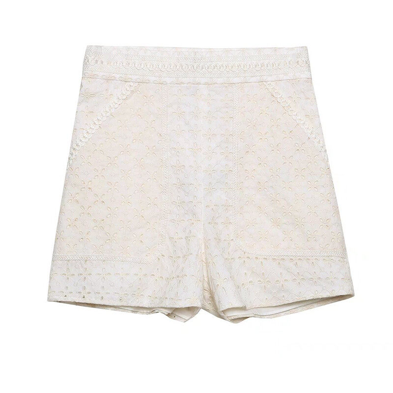 Deep V Neck Blouse In Embroider Fabric