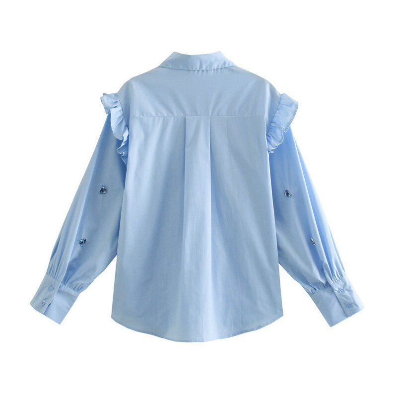 casual shirt with ruffles sleeve