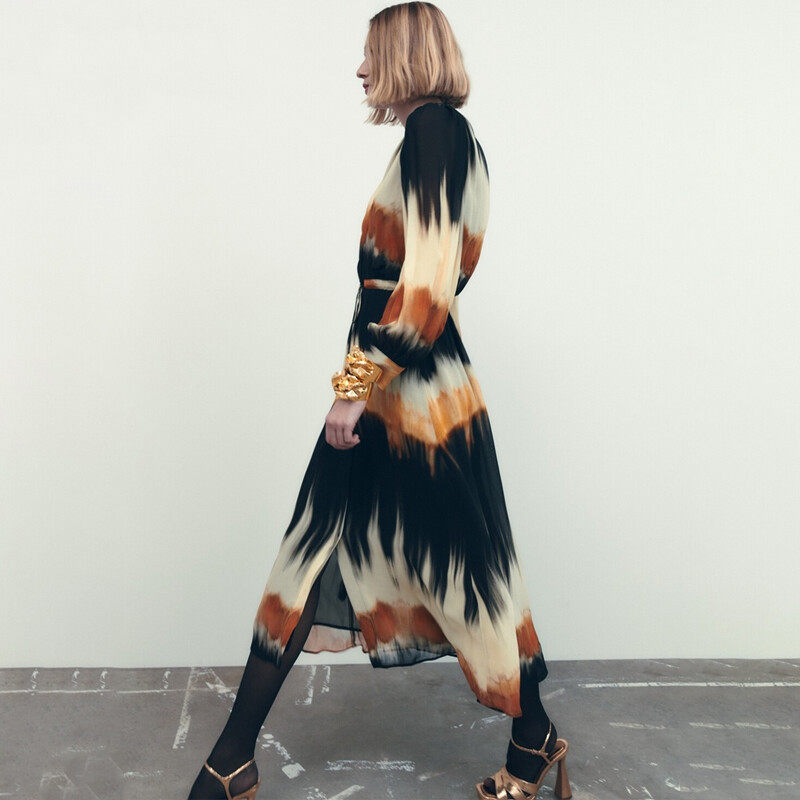 Tie-Dyed Deep V Neck Maxi Dress