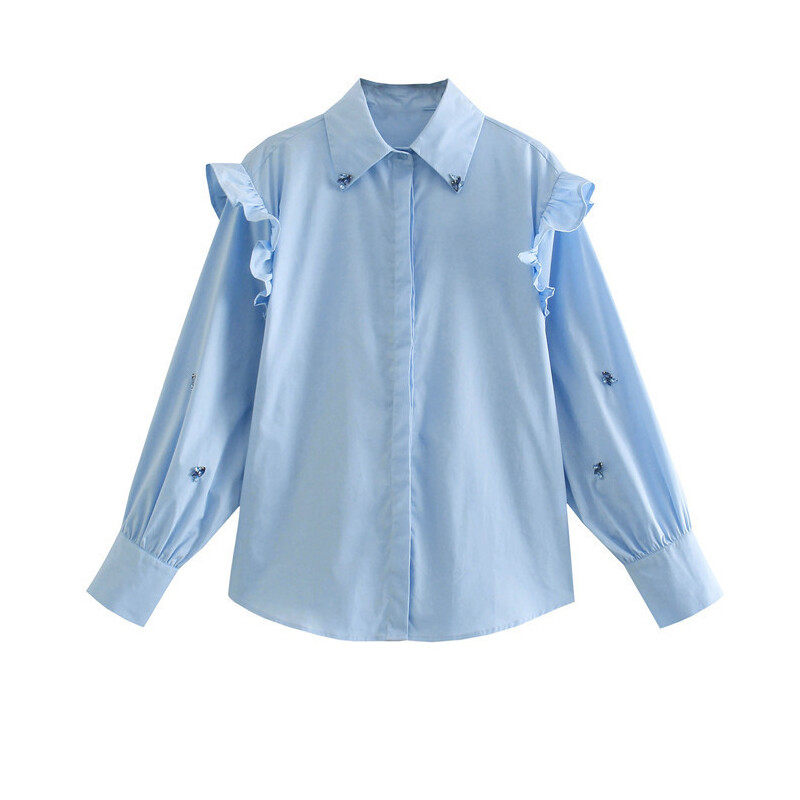 casual shirt with ruffles sleeve