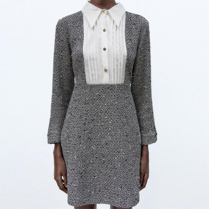 Long Sleeve with Shirt collar Jumper Dress