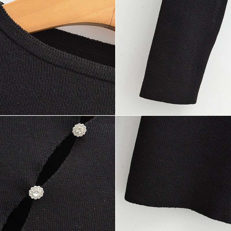 Round Neck Knit Top with Button detail
