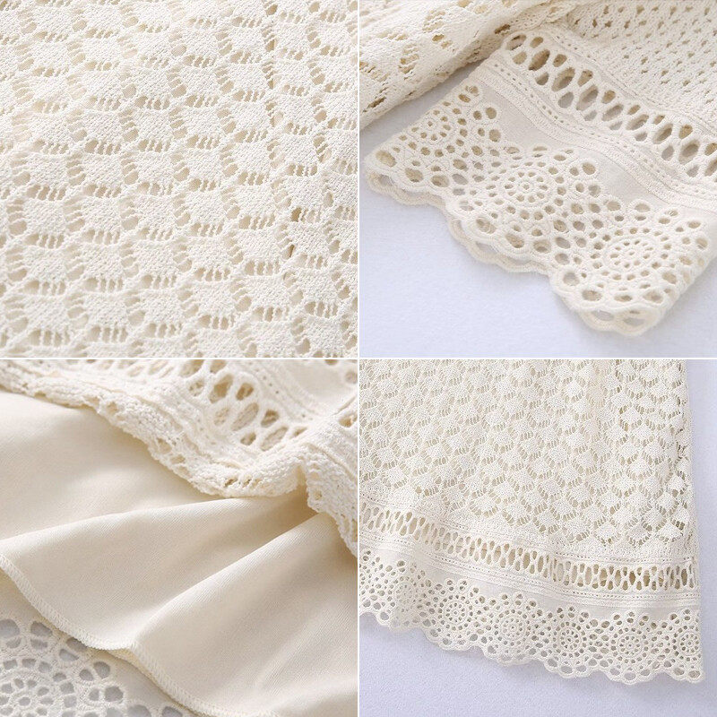 Boat Neck Short Sleeve Mini Lace Dress