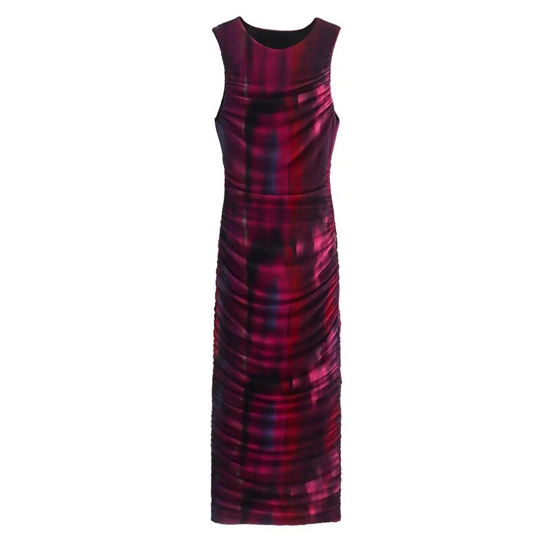 Sleeveless Casual Maxi Dress With Tie-Dye